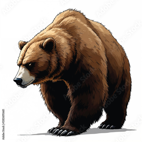 Adorable Cartoon Grizzly Bear Vector Illustration