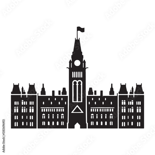 Timeless Legislative Building silhouette, reflecting the architectural legacy of democratic governance – Parliament illustration – Parliament vector – National parliament silhouette

