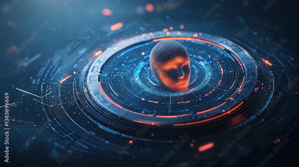 AI head in digital interface AI head in digital interface