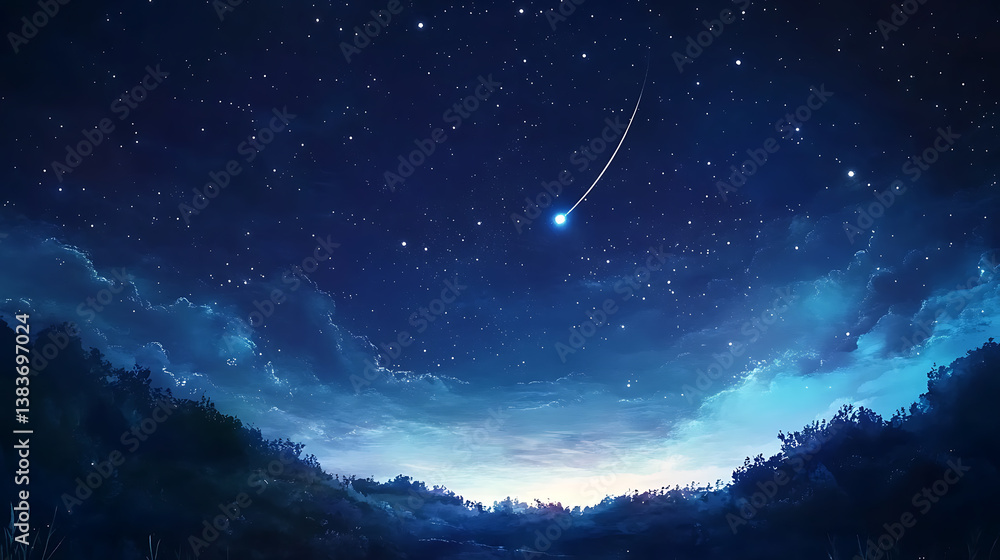Fototapeta premium Night starry sky with watercolor strokes and swashes, modern astronomy illustration