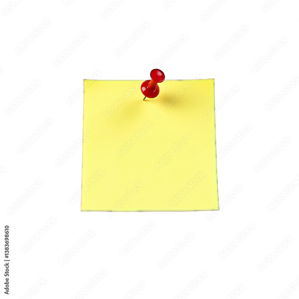 Yellow sticky notepaper with a pin serves as a blank reminder message Yellow sticky notepaper with a pin serves as a blank reminder message