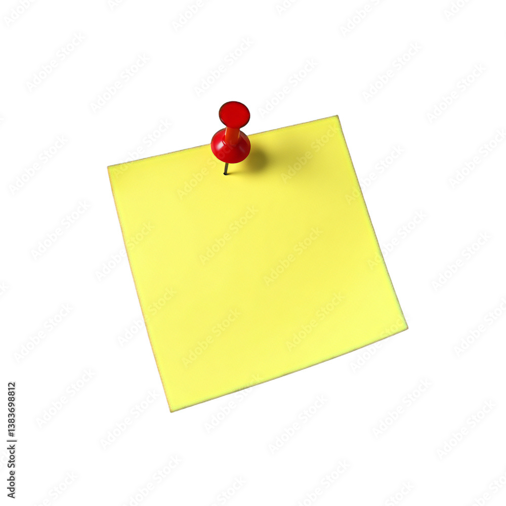 Yellow sticky notepaper with a pin serves as a blank reminder message Yellow sticky notepaper with a pin serves as a blank reminder message