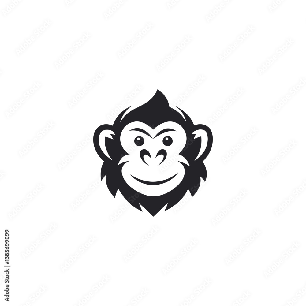 Obraz premium Monkey Head Logo Expressive Primate Portrait Mascot