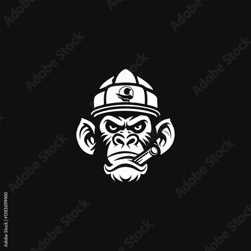Smoke Monkey Rasta Logo Laidback Primate Reggae Mascot