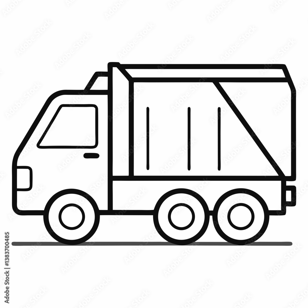 Garbage Truck Outline Coloring Book Page Line Art Garbage Truck Outline Coloring Book Page Line Art