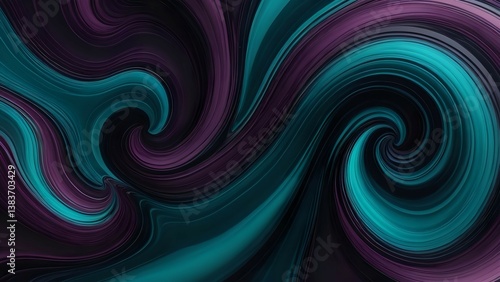 Deep liquid swirl of midnight teal and smoky plum, creating a moody and luxurious abstract background.