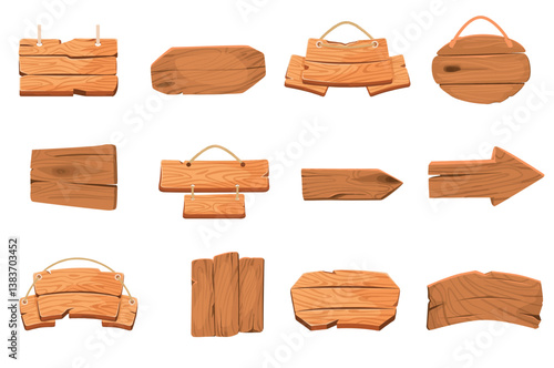 A set of wooden boards and frames in vector format, ideal for restaurant menus, signboards, and vintage-style designs.	