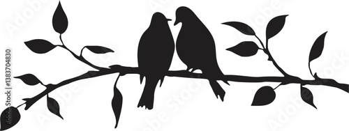 leaf, nature, retro style, flock of birds, couple - relationship, art and craft, tree, love - emotion