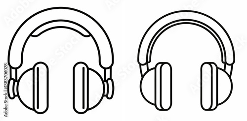 Headphones Outline Coloring Book Page Line Art Drawing Set