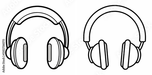 Headphones Outline Coloring Book Page Line Art Drawing Set