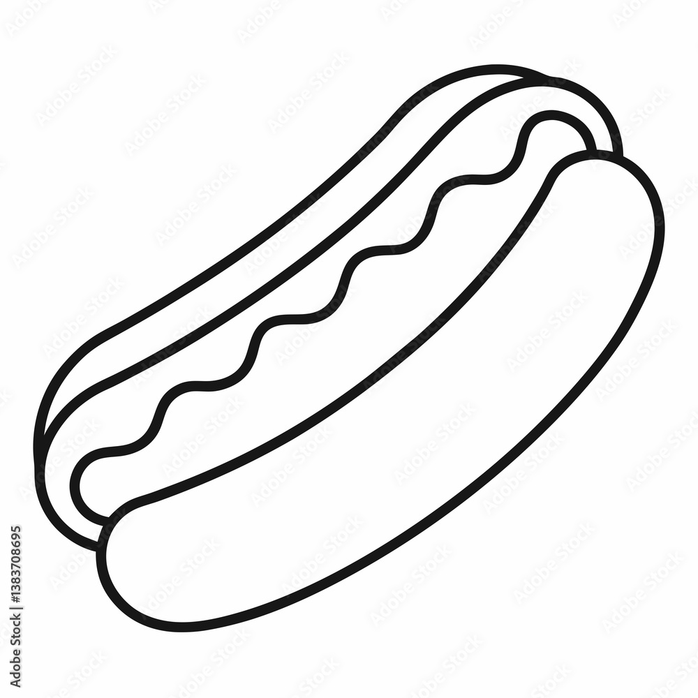 Hot Dog Outline Coloring Book Page Line Art Drawing Hot Dog Outline Coloring Book Page Line Art Drawing