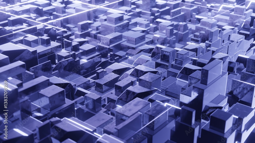 Obraz premium 3d render, sci-fi background from cubes
