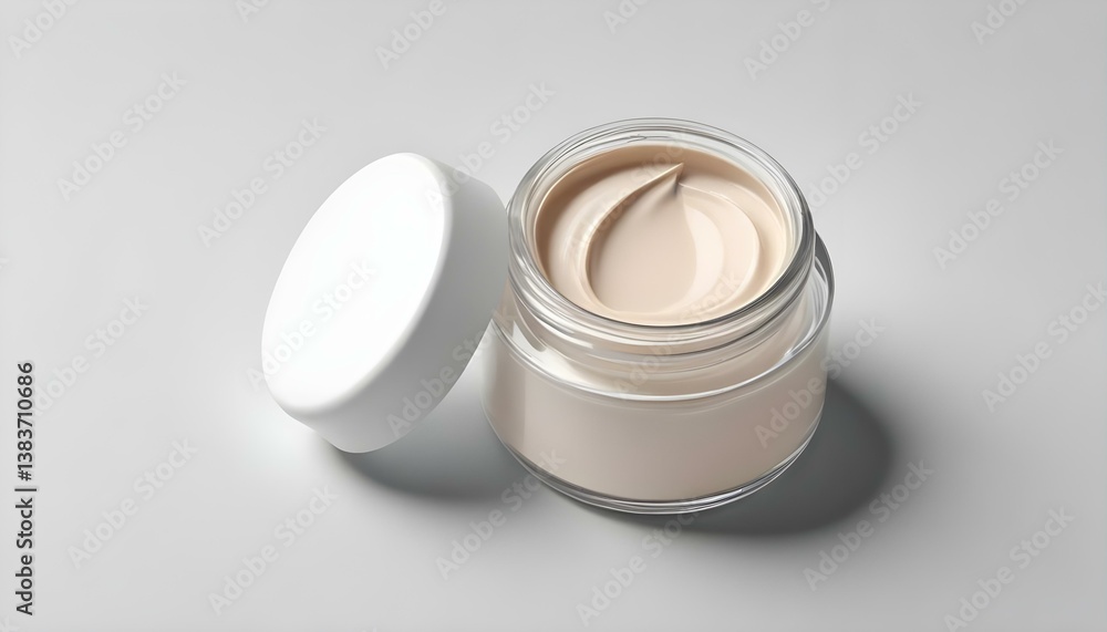 Ready Mockup Cosmetic Jar with Open Lid on White Background Ready Mockup Cosmetic Jar with Open Lid on White Background