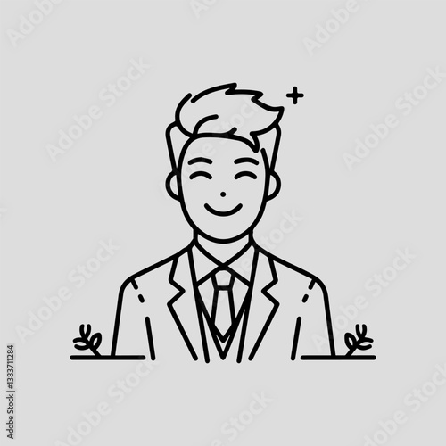 Minimalist Line Art Businessman Vector, Professional Man Logo, Corporate Executive Illustration, Formal Attire Clipart, Successful Entrepreneur Icon