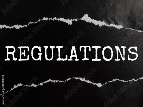 Slika na platnu regulations text title on black torn paper background
