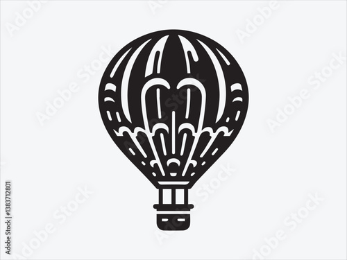 Hot Air Balloon Silhouette Floating in the Sky with Vintage Adventure and Travel-Inspired Design