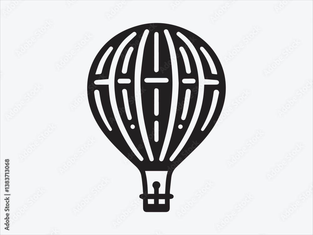 Obraz premium Hot Air Balloon Silhouette Floating in the Sky with Vintage Adventure and Travel-Inspired Design