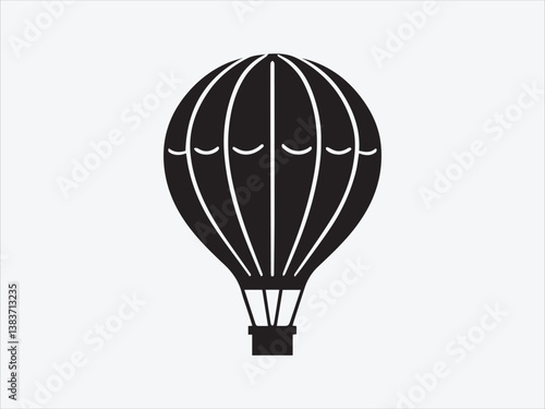 Hot Air Balloon Silhouette Floating in the Sky with Vintage Adventure and Travel-Inspired Design