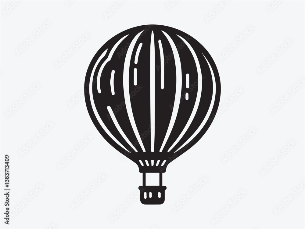 Obraz premium Hot Air Balloon Silhouette Floating in the Sky with Vintage Adventure and Travel-Inspired Design