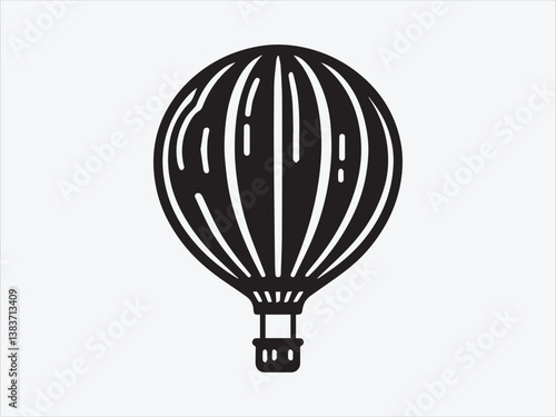 Hot Air Balloon Silhouette Floating in the Sky with Vintage Adventure and Travel-Inspired Design