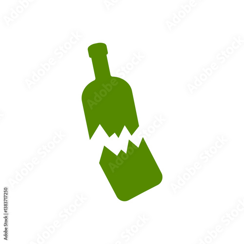 Broken bottle glass vector icon 