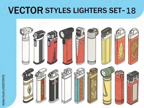 Torch Couture: A Side-by-Side Style Spread. vector lighters icon set-18.