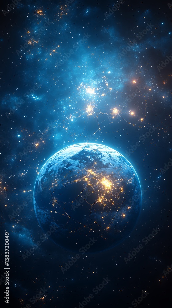 Obraz premium High-tech planet with digital connections high resolution picture