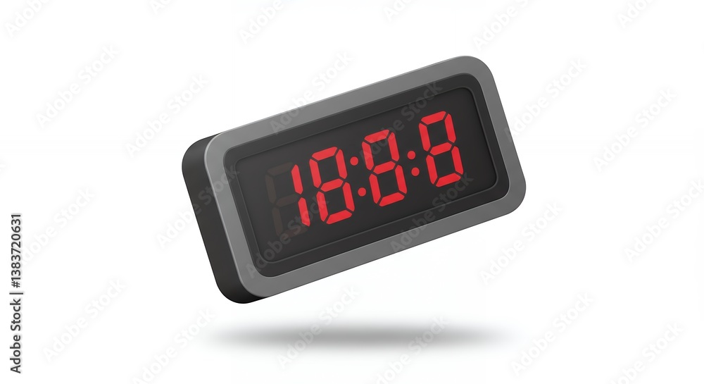 Isolated gray digital clock displaying eighteen hours, eight minutes, eight seconds Isolated gray digital clock displaying eighteen hours, eight minutes, eight seconds