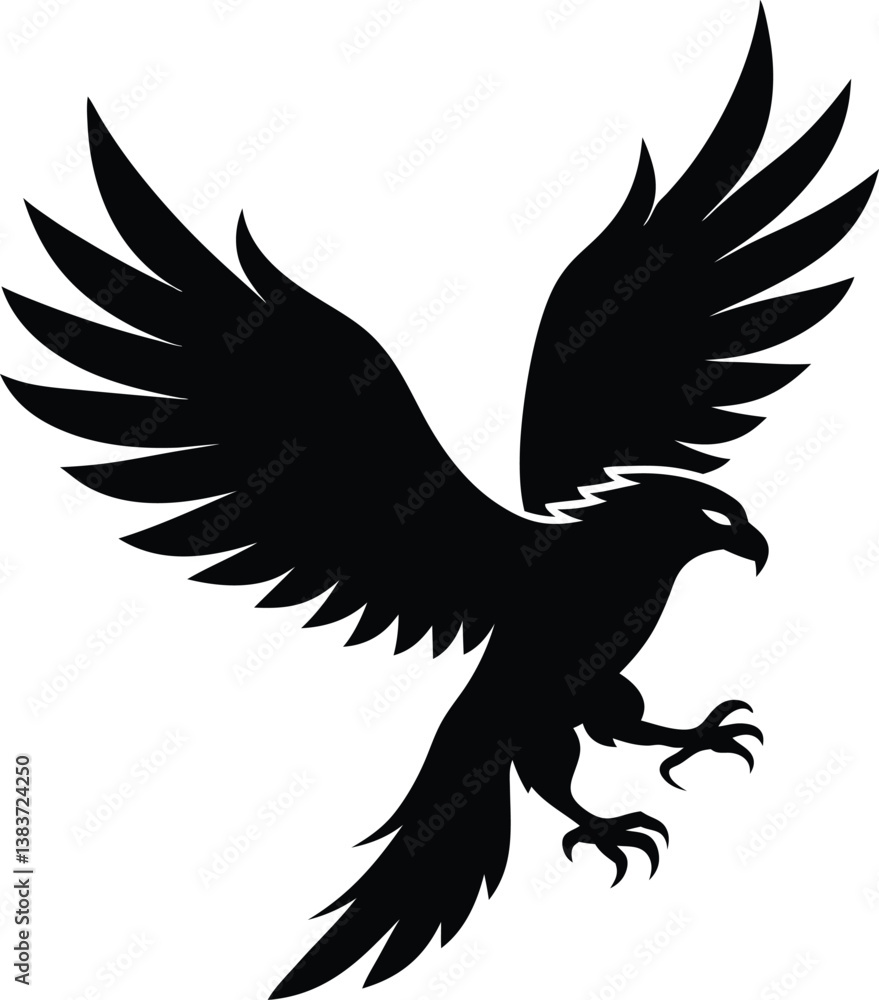Obraz premium Flying Eagle Silhouette Vector & Icon, Eagle Vector SVG File