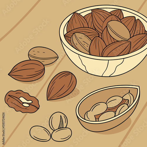 Realistic Mixed Nuts Vector Illustration