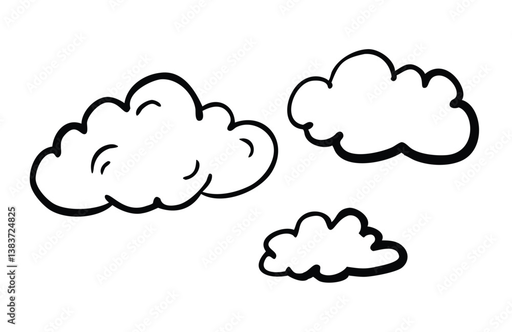 Vector cartoon weather icon set with cloud and speech bubble design elements Vector cartoon weather icon set with cloud and speech bubble design elements