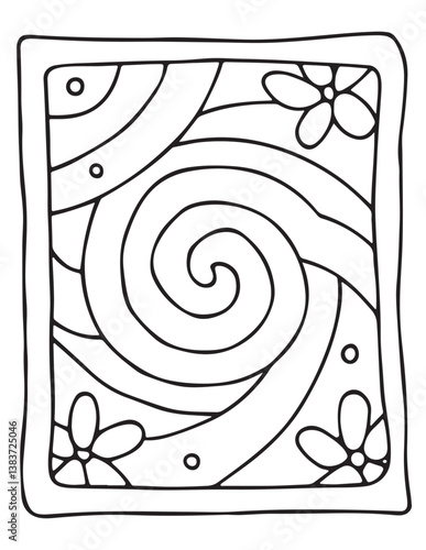Simple mandala coloring pages, hand drawn vector illustration, bold & easy, coloring page, coloring book, line art, black and white, illustration, vector illustration, bold & easy coloring page