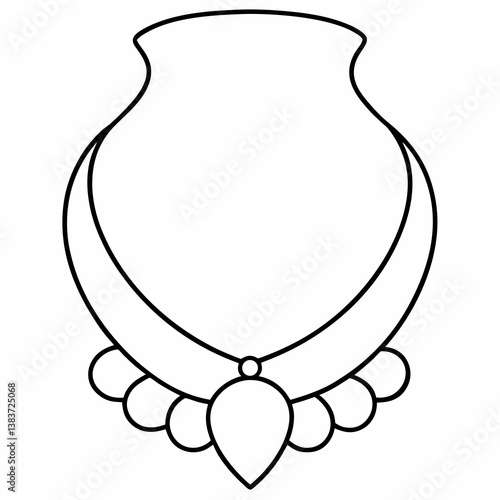 Necklace Outline Vector – Line Art Drawing for Coloring Book Page on White Background