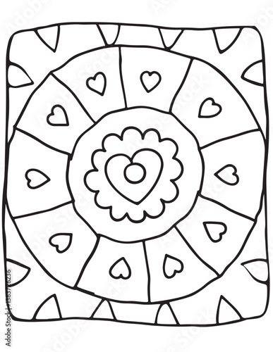 Simple mandala coloring pages, hand drawn vector illustration, bold & easy, coloring page, coloring book, line art, black and white, illustration, vector illustration, bold & easy coloring page