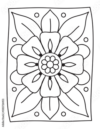 Simple mandala coloring pages, hand drawn vector illustration, bold & easy, coloring page, coloring book, line art, black and white, illustration, vector illustration, bold & easy coloring page