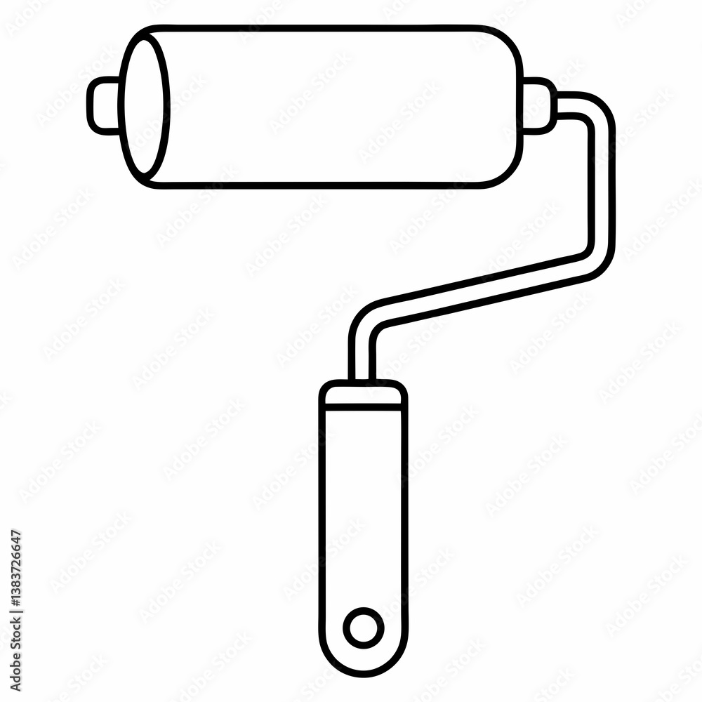 Paint Roller Outline Vector – Line Art Drawing for Coloring Book Page on White Background Paint Roller Outline Vector – Line Art Drawing for Coloring Book Page on White Background