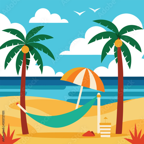 A beach vacation scene illustration