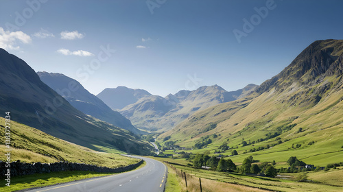 Scenic Winding Road Through Green Valley Landscape