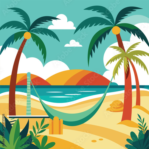 A beach vacation scene illustration 