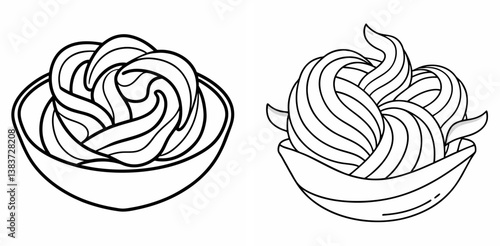 Pasta Outline Vector – Line Art Drawing for Coloring Book Page on White Background

