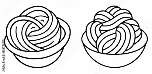 Pasta Outline Vector – Line Art Drawing for Coloring Book Page on White Background

