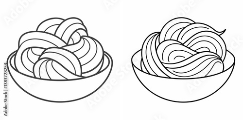 Pasta Outline Vector – Line Art Drawing for Coloring Book Page on White Background

