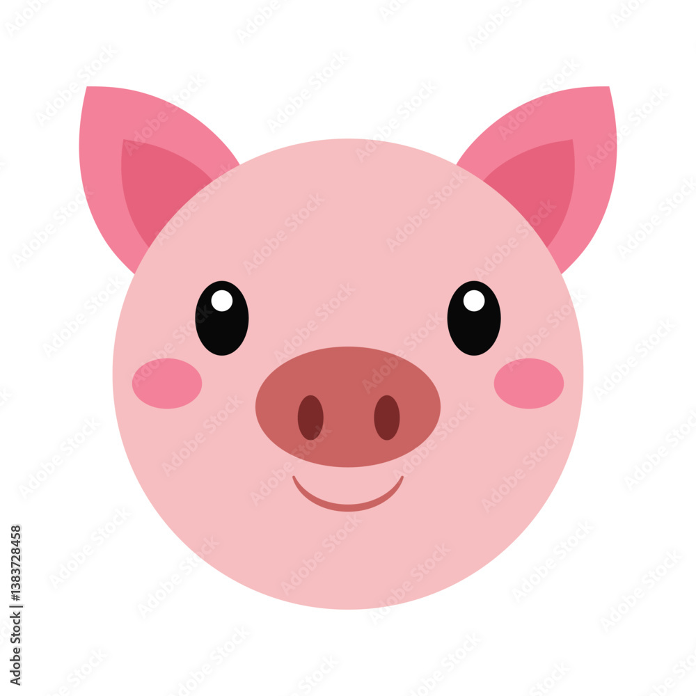 Cute Cartoon Pig Face Illustration Cute Cartoon Pig Face Illustration