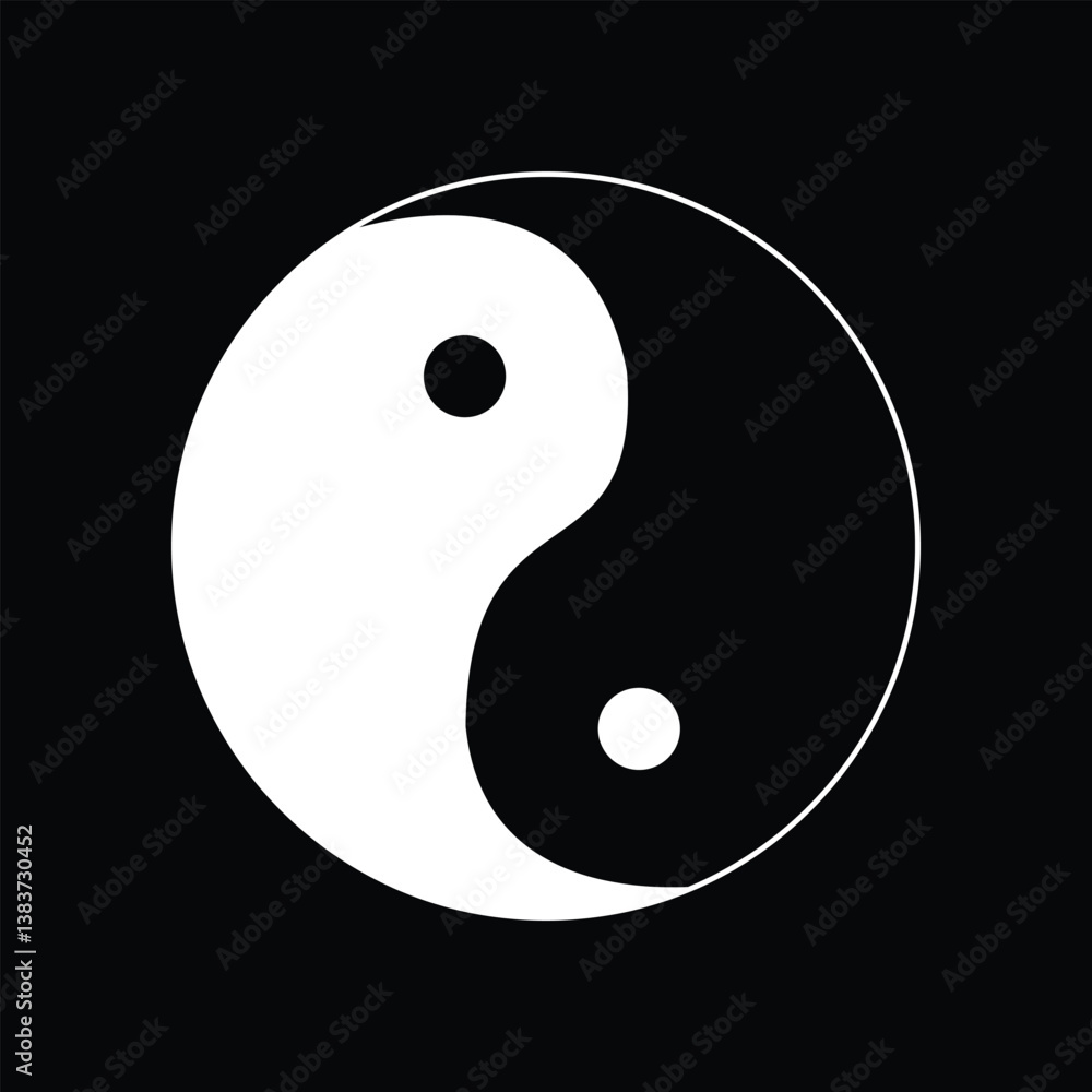 Black and white yin yang on a white background Black and white yin yang on a white background
