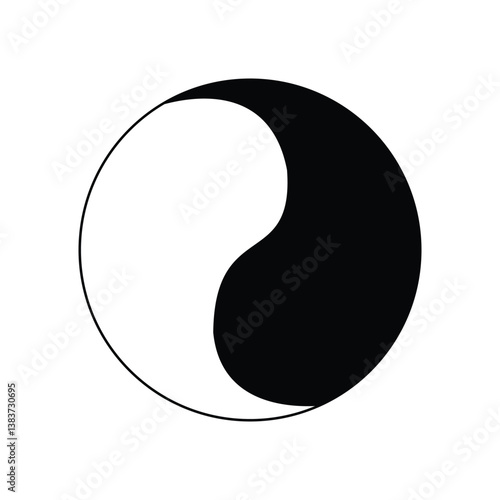 Black and white yin yang on a white background