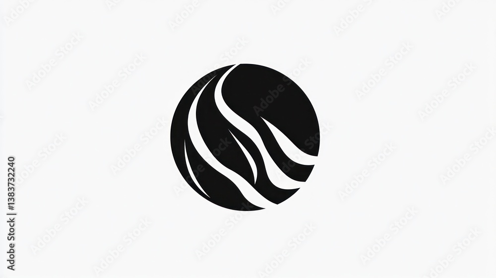 Fototapeta premium Abstract wavy lines circle logo design