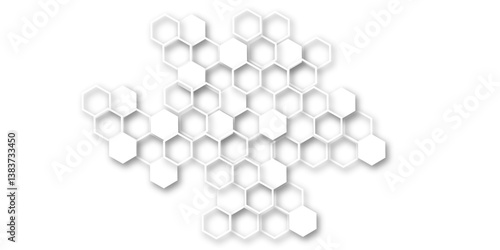 An Elegant and Abstract Visualization of Technological Innovation Through a Honeycomb-Inspired Geometric Pattern of Hexagons Representing Molecular Networks in a Clean, Minimalist Style