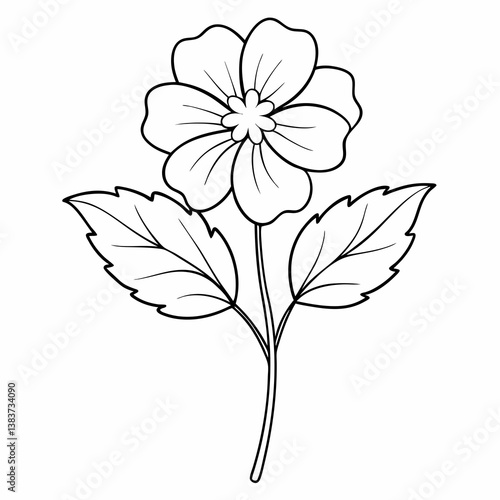 Wallpaper Mural Potentilla Flower Outline Vector – Line Art Drawing for Coloring Book Page on White Background Torontodigital.ca