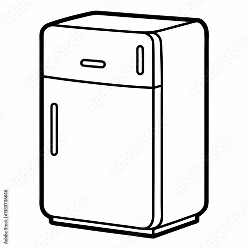 Refrigerator Outline Vector – Line Art Drawing for Coloring Book Page on White Background
