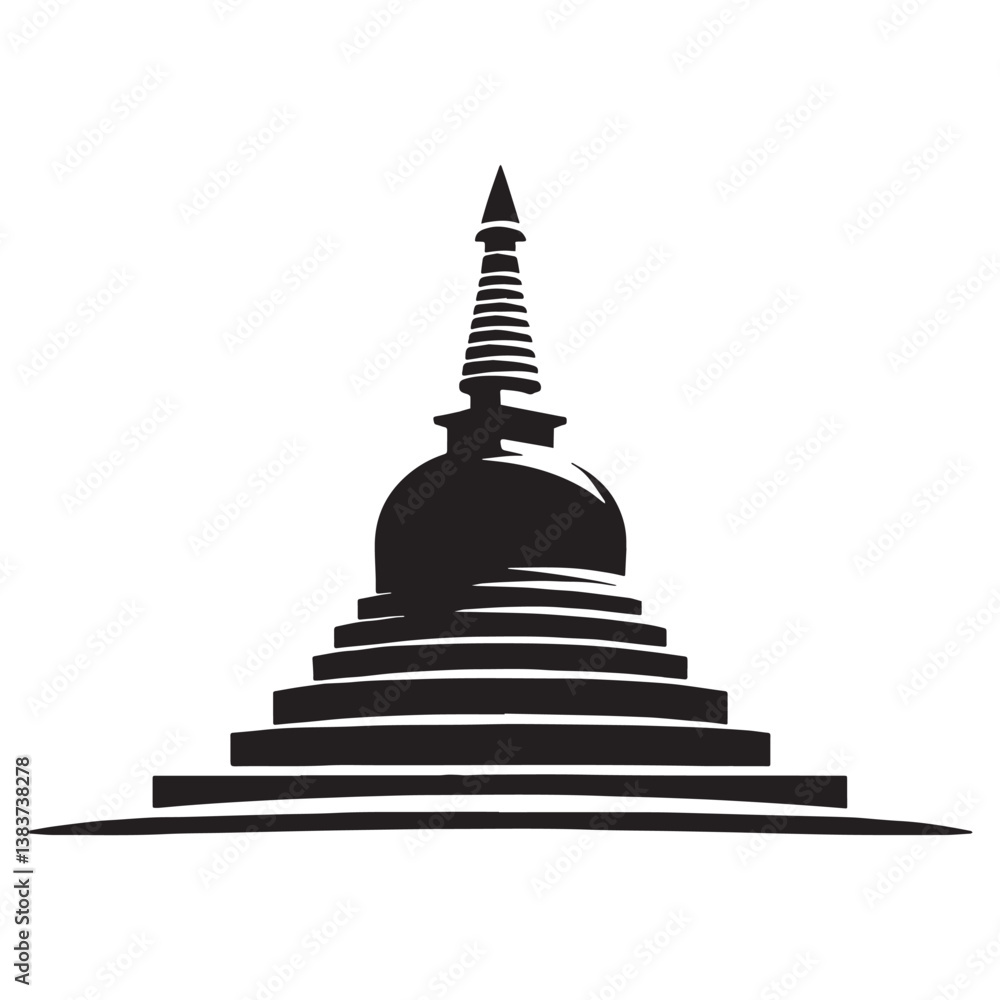 Elegant Stupa silhouette, showcasing the simplicity and serenity of sacred design – Stupa illustration – Stupa vector – Religious building silhouette
Elegant Stupa silhouette, showcasing the simplicity and serenity of sacred design – Stupa illustration – Stupa vector – Religious building silhouette
